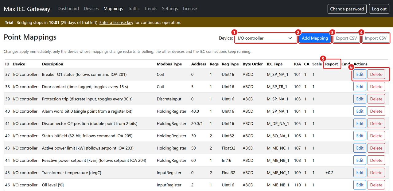 The Mappings page.