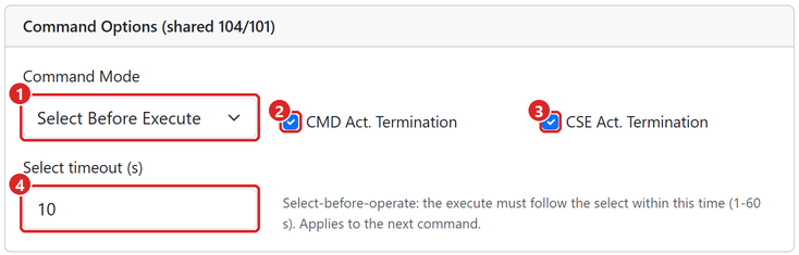 Settings: Command Options.